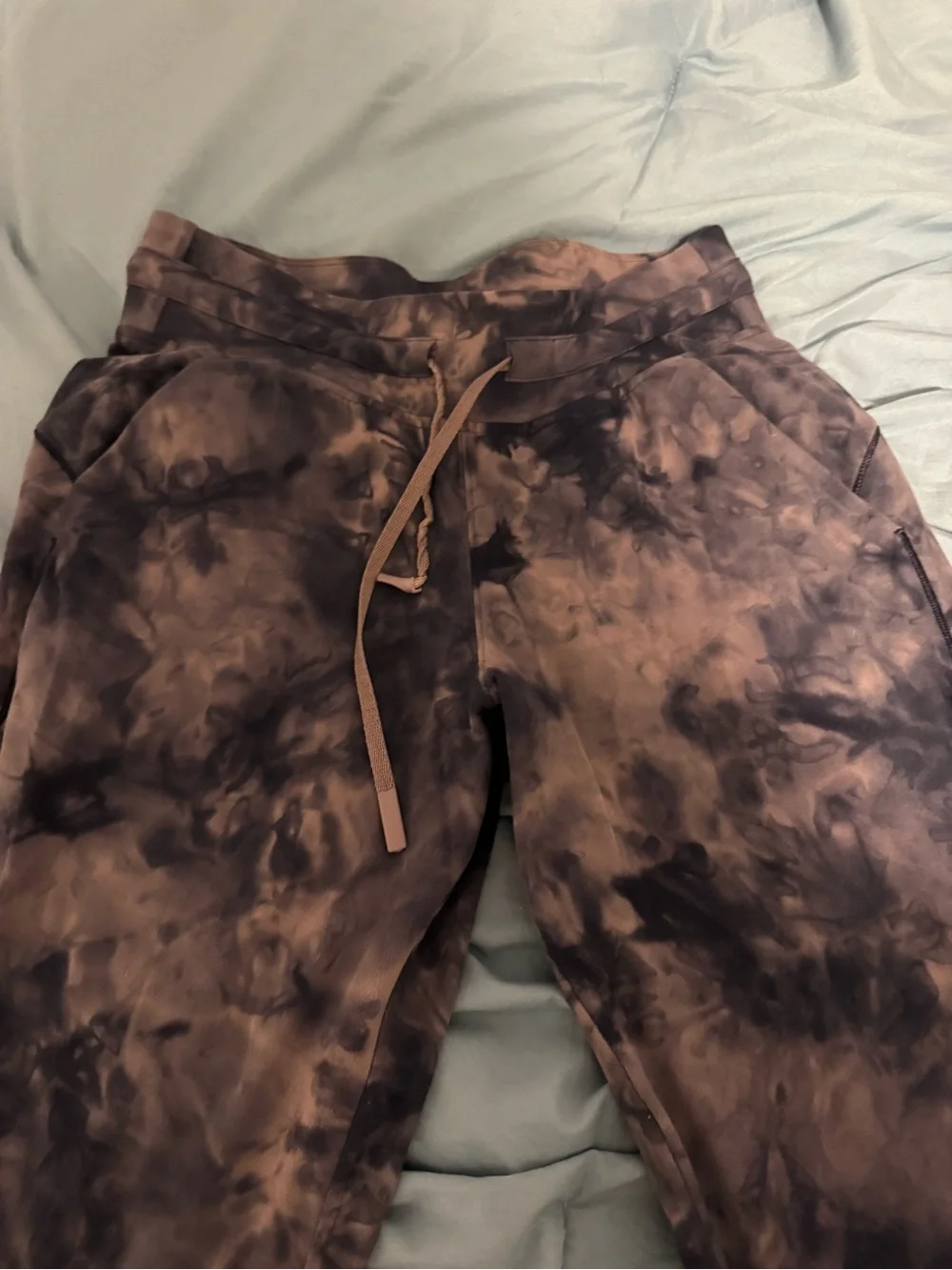 Tie-Dye Drawstring Sweatpants - Brown & Black